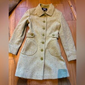 Y2k LEI light lime green tweed trench jacket Small